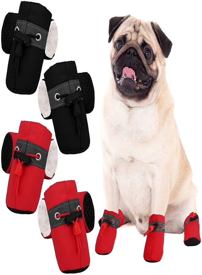 KUTKUT 2 Sets 8Pcs Washable Small Dog Shoes | Rain & Snow Dog Booties | Breathable Paw Protector, Anti-Slip Upgraded Soft Soled Boots with Adjustable Drawstring For ShihTzu, Poodle, Bichon, Cavalier K